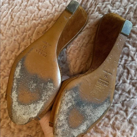 Prada Brown Suede Mules - Picture 4 of 5